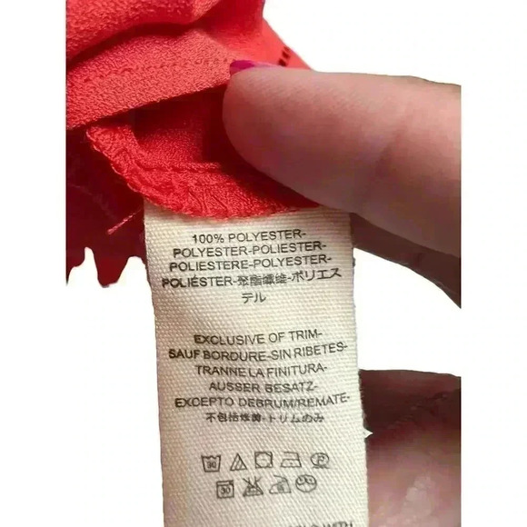 Free People Orange Tie Neck Long Sleeve Blouse Size Medium - Picture 9 of 10